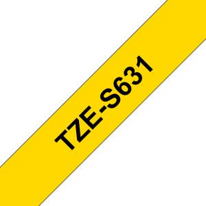 Tape 12mm Black On Yellow Strong Adhesive (tze-s631)