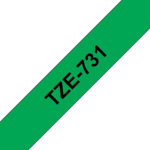 Tape 12mm Lami Black On Green (tze-731)