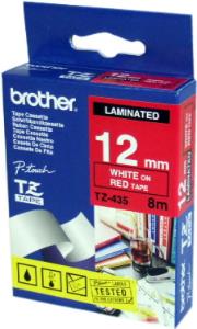 Tape 12mm Lami White On Red (tze-435)