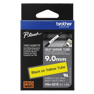 Heat Shrink Tube Tape Cassette - Hse-621e - Black On Yellow - 9mm Wide