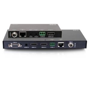 Dual 4K HDMI HDBaseT + VGA, 3.5mm, and RS232 over Cat Switching Extender Box Transmitter to Ultra-Slim Box Receiver - 4K 60Hz