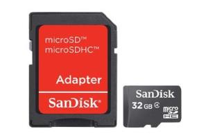 SanDisk Micro Sdhc Memory Card Class 4 32GB + Sd Adapter
