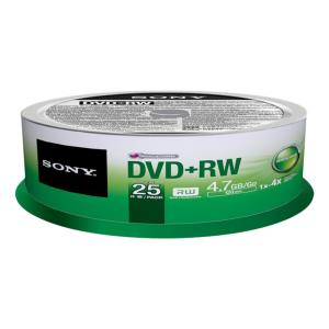 DVD+rw Media 4.7GB 4x 25pk Spindle