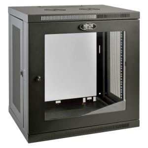 TRIPP LITE SmartRack 12U Low-Profile Switch-Depth Wall-Mount Rack Enclosure Cabinet with Clear Acrylic Window