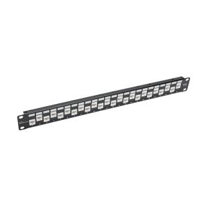 TRIPP LITE 24-Port 1U Rack-Mount CAT6a/CAT6/Cat5e Offset Feed-Through Patch Panel with Cable Management Bar, RJ45 Ethernet, TAA