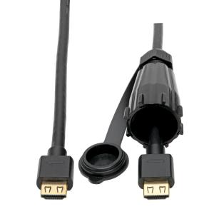 TRIPP LITE High-Speed HDMI Cable with Hooded Connector - Industrial, IP67-Rated, 4K, Ethernet, M/M, Black, 12 ft. 3.7m