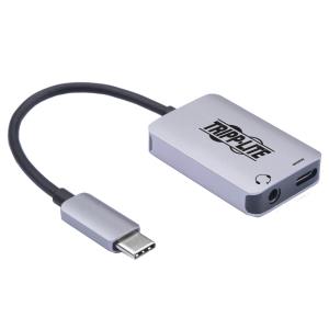 TRIPP LITE USB-C to 3.5mm Stereo Audio Adapter - USB 3.1 Gen 1 (5 Gbps), PD 3.0, Silver