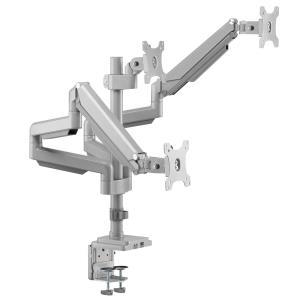 TRIPP LITE Triple-Display Flex-Arm Desktop Clamp for 17in to 30in Flat-Screen Displays - USB and Audio Ports, Aluminum