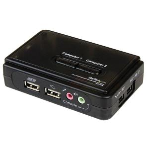 KVM Switch Kit USB 2 Port With Audio And Cables Black