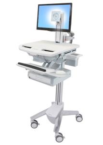 Styleview Cart With LCD Pivot Non-powered 1 Drawer (white Grey And Polished Aluminum)