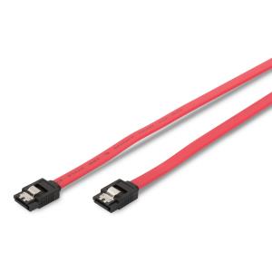 SATA connection cable, L-type, w/ latch F/F, 0.75m, straight, SATA II/III red