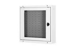 HomeAutomat Wall Mount Cabinet 400x400x100mm glass door grey