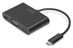 USB Type-C Multiport Adapter VGA 1x VGA, 1x USB-C (PD), 1x USB 3.0, black