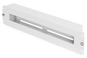 DIN rail holder with cover, 2U, 128 x 483 x 61 mm incl. DIN rail, grey (RAL 7035)