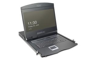 Modularized 48.3cm (19in) TFT console with 8 port KVM, RAL 9005 black - ES keyboard