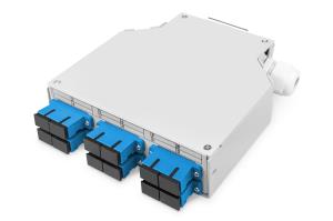 Fiber DIN Rail Box Preassembled SM 6 SC DX with Pigtails and Couplers