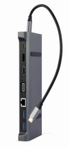 USB Type-C 9-in-1 Multi-Port Adapter (Hub3.0 + HDMI + DisplayPort + VGA + PD + LAN + Stereo Audio)