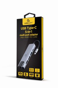 Port Replicator USB Type-C 5-in-1 Multi-Port Adapter (HUB + HDMI + PD + LAN)