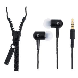In-ear Headphone Zipper - Stereo - 3.5mm - Black - With Microphone And Remote