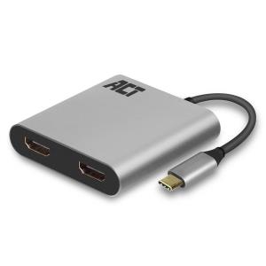 USB-C to HDMI dual monitor MST female adapter 4K 60Hz cable length 0.13m aluminium housing