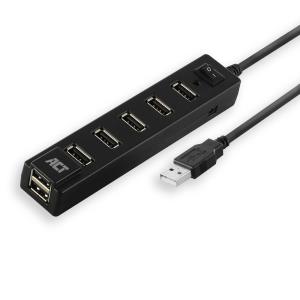 USB Hub 2.0 7x USB-A on and off switch Black