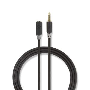 Cable Stereo Audio - 3.5mm Male To 3.5mm Female - 5.0m - Anthracite