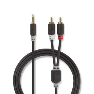 Cable Stereo Audio - 3.5mm Male To 2 X Rca Male - 2m - Anthracite