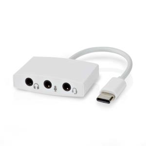 USB-c Adapter USB 2.0 USB-c Male 3.5mm Female Nickel Plated  Abs/pvc 0.10m White