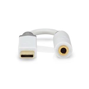 USB-c Adapter / USB 2.0 / USB-c Male / 35 Mm Female / 0.10 M / Verguld / Pvc / Wit / Doos