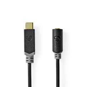 USB-c Adapter / USB 2.0 / USB-c Male / 35 Mm Female / 1.00 M / Verguld / Pvc / Zwart / Doos