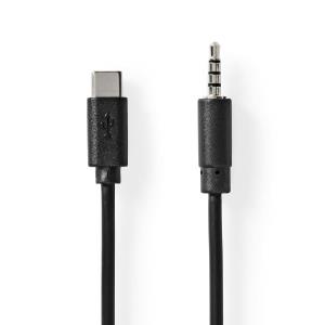 USB-c Adapter / USB 2.0 / USB-c Male / 35 Mm Male / 1.00 M / Vernikkeld / Pvc /zwart / Envelop