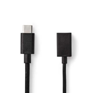USB-c Adapter / USB 3.2 Gen 1 / USB-c Male / USB-a Female / 5 Gbps / 0.15 M / Vernikkeld / Pvc / Zwa