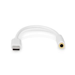 USB-c Adapter / USB 2.0 / USB-c Male / 35 Mm Female / 0.10 M / Vernikkeld / Pvc/ Wit / Polybag