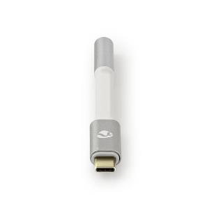 USB-c Adapter / USB 2.0 / USB-c Male / 35 Mm Female / 0.08 M / Verguld / Gevlochten / Nylon / Wit /